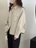 Весна 2025 Однотонная Повседневная Рубашка в Стиле Ретро с Лацканами Свободного Кроя для Миниатюрных Фигур