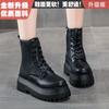 Минималистичные короткие ботинки в британском стиле 2024 года, осень и зима, новые универсальные короткие ботинки для мотоциклистов, женские, толстая подошва, платформа