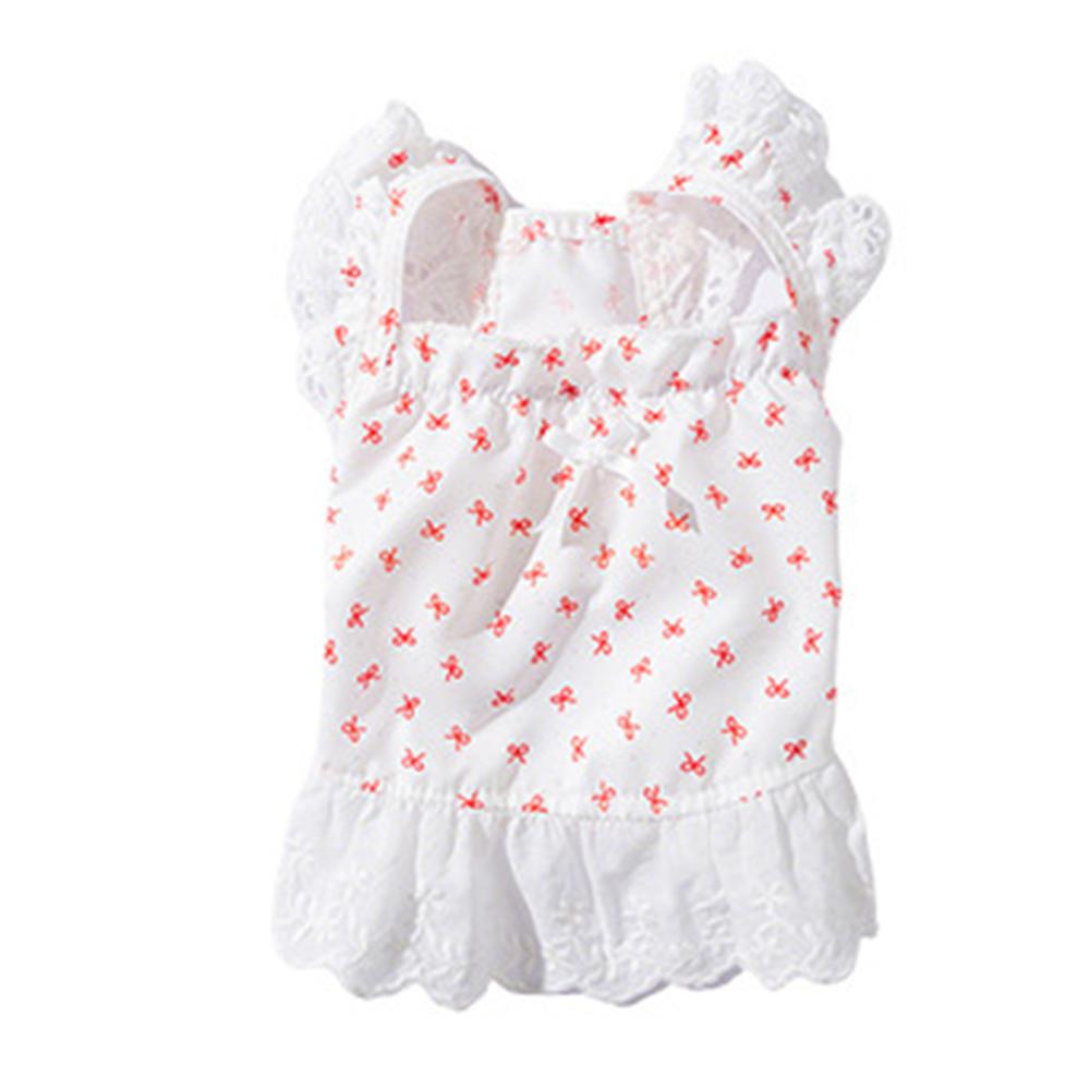 Exquisite Lace Cat Skirt Soft Dog Princess Dress Simple Bow Print Dog Dress Pet Clothes