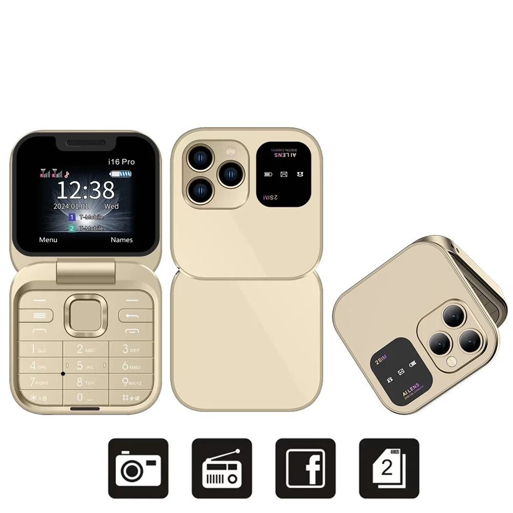 I16Pro Мини-раскладной мобильный телефон 2SIM-карты Женский раскладной мобильный телефон Маленький раскладной мобильный телефон