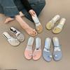 Flat Bottomed High-heeled Rhinestone Set Toe Sandals for Women's Summer Outdoor Wear, 2025 New Fairy Style French Niche Sandals