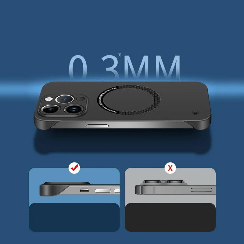 Ультратонкий жесткий ПК чехол для телефона без рамки с магнитом для Magsafe iPhone 17 16 15 14 Pro Max 13 Mini Air 16e Матовый цвет Сплошная крышка