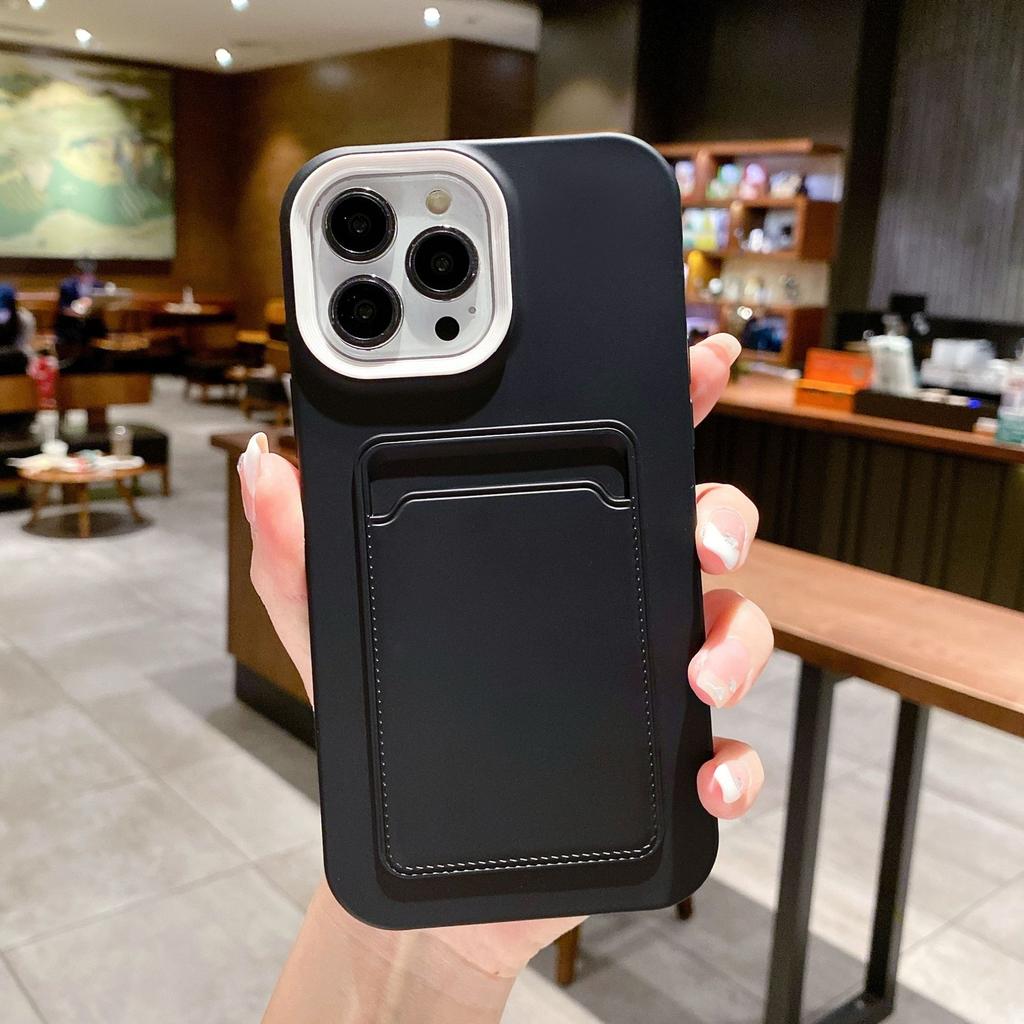 Original Candy Color Card Slot Wallet Phone Case For iPhone 15 14 13 11 12 Pro Max Soft Silicone Shockproof Cover