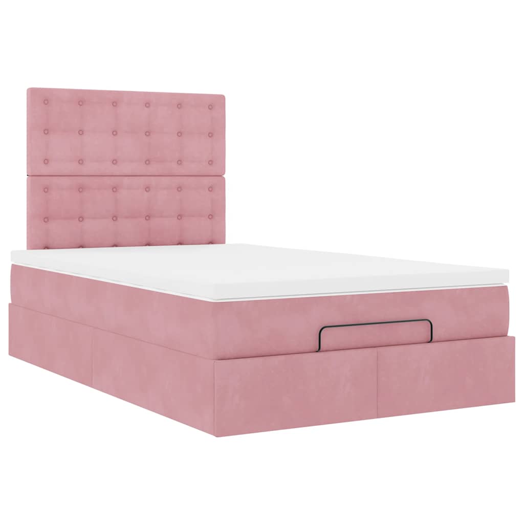 Ottoman Bed with Mattress Pink 120x200 cm Velvet