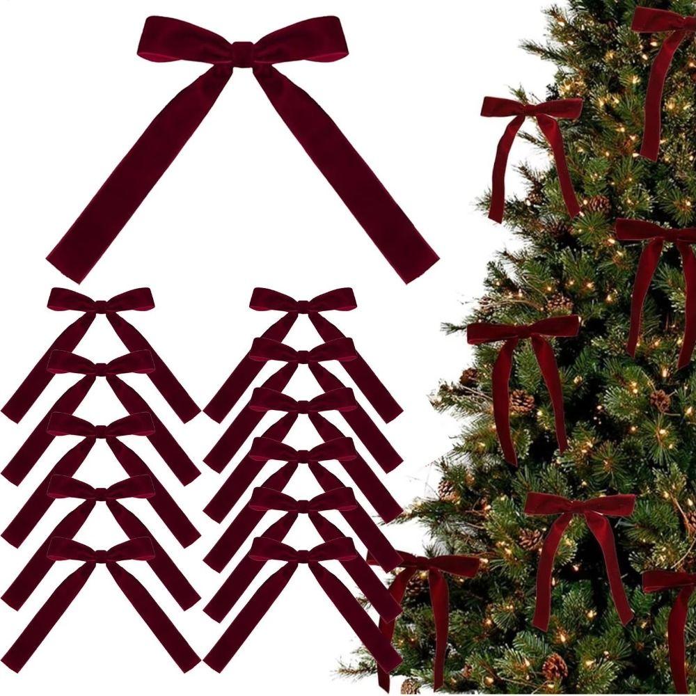 Vintage Christmas Tree Ornaments Home Decor Velvet Christmas Bows Velvet Ribbon Bows Hair Rope