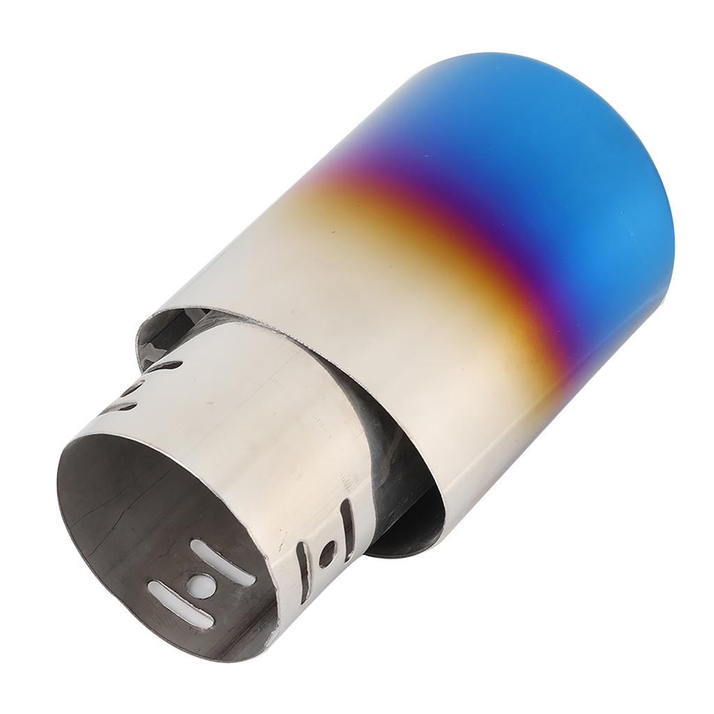 Stainless Steel Car Modified Exhaust Tip Muffler Pipe Rear Tail Throat Titanium Blue 62mm 2.4in