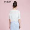Ports Женский милый топ с круглым вырезом и длинным рукавом