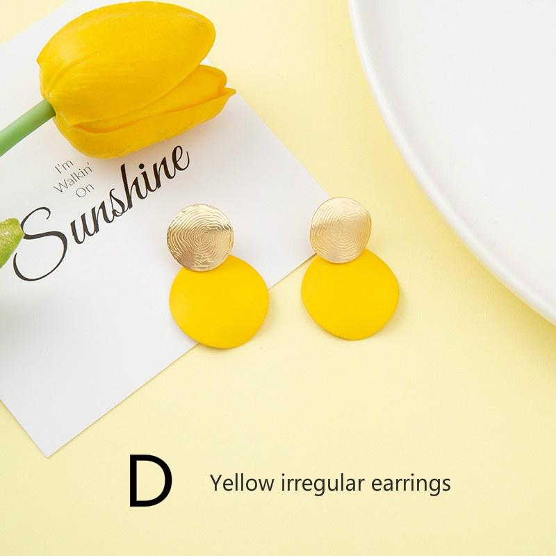 Желтые лимонные свежие серьги, женские летние новые серьги-джокеры, серьги с милым темпераментом