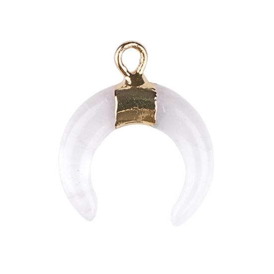 DIY Pendant Gold-Plated Edging Crescent Horn Design Natural Imitation Crystals Jade Necklace Bracelet Earrings Charm DIY Jewelry Making