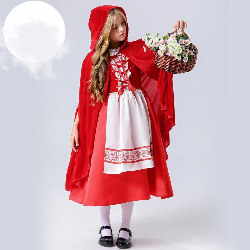 Halloween Children's Clothing Girls Little Red Riding Hood Stage Cloak Witch Cloak Dress