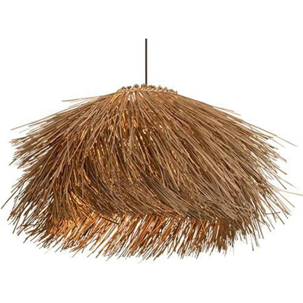 JOYINLED Japanese Retro Rattan Pendant Light, Brown 40/50/60cm Hand-Woven Rattan Chandelier for Dining Room Kitchen Bedroom Lamo