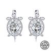 925 Sterling Silver Earrings Tortoise Turtle Animal Clear Zircon Cute Girls Clip Earrings Women Gifts Accessories Jewelry
