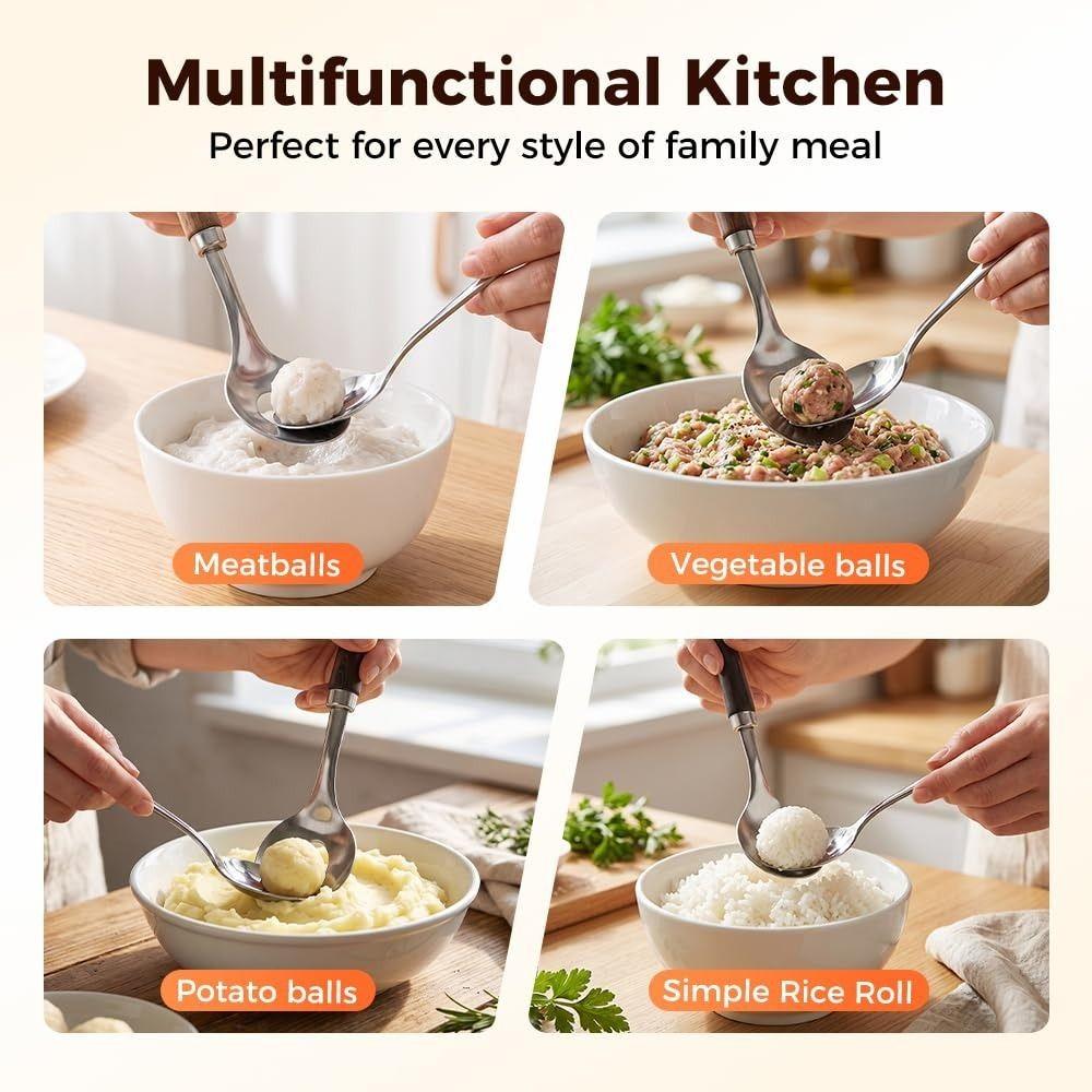 Round Spoon Head Meatball Scoop Stainless Steel Meatball Portioning Tool Cooking Utensils