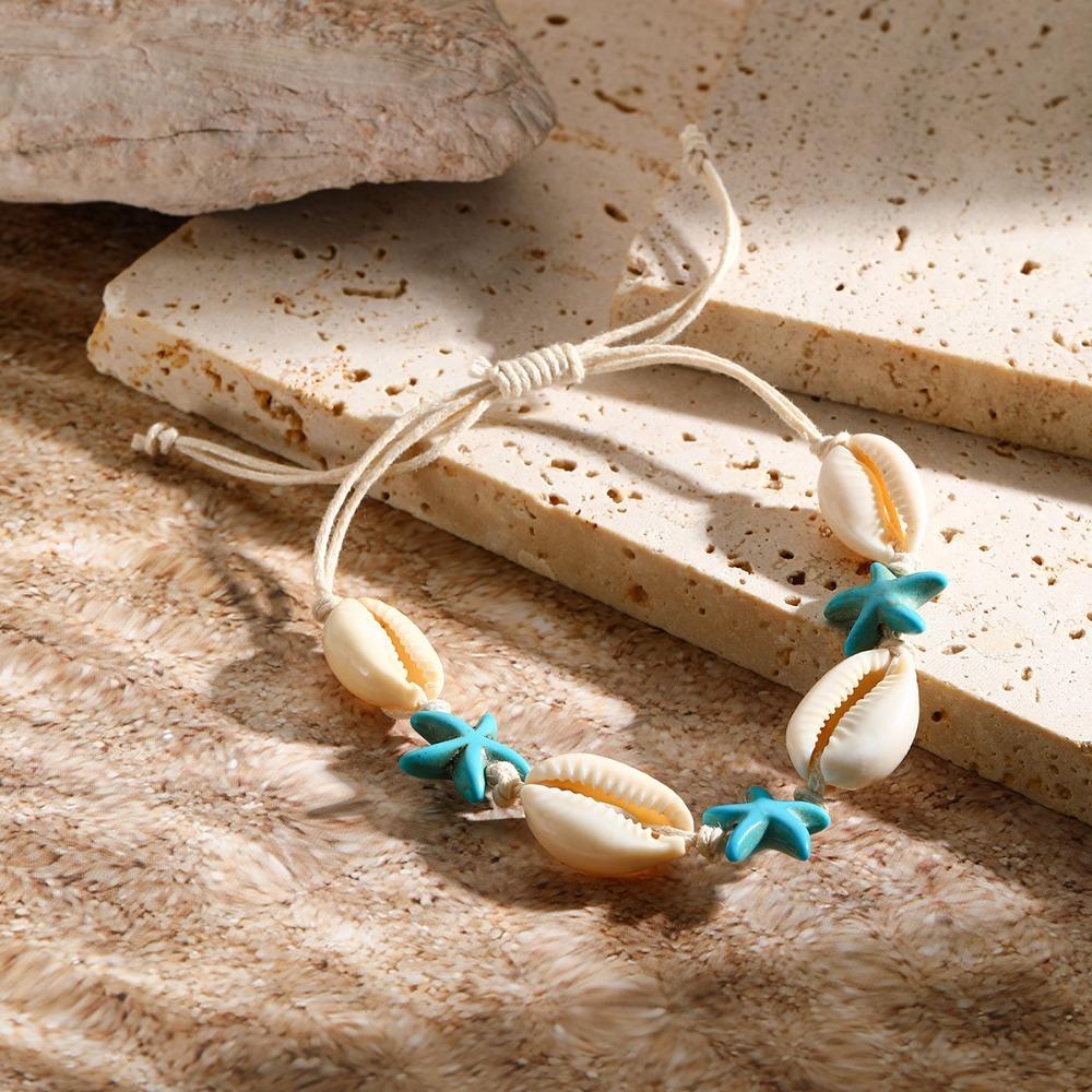 Bohemian Starfish Beaded Bracelet Ornaments Shell Beaded Handstring Turtle Woven Bracelet Gift