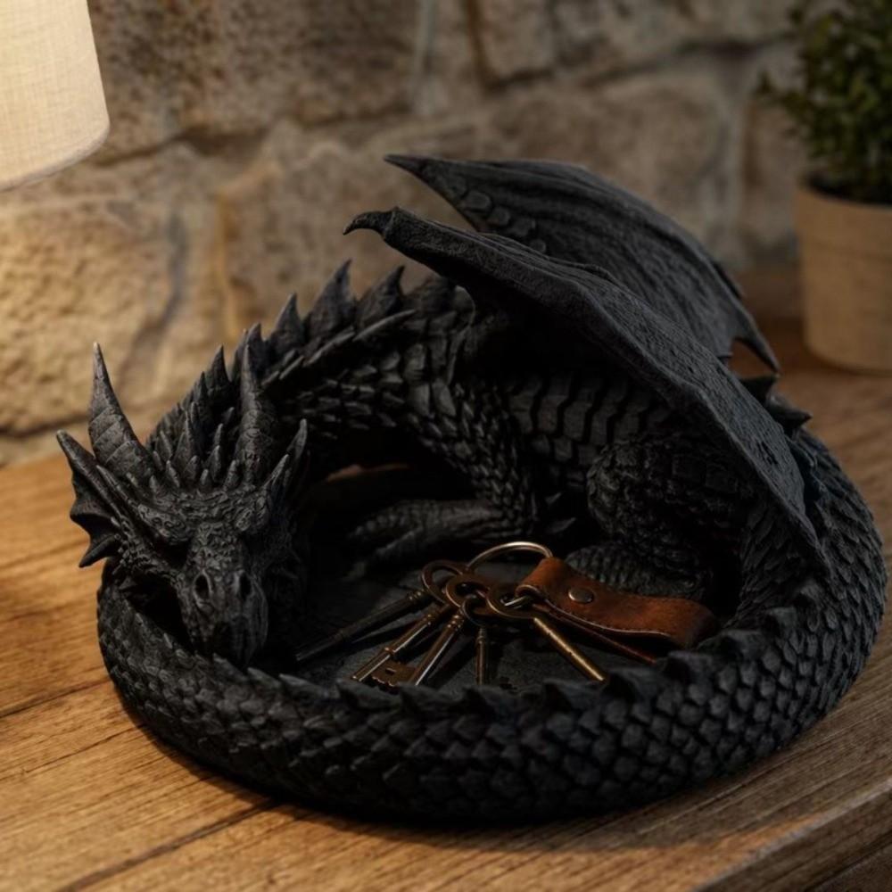Gothic Dragon Guardian Catchall Dish 3D Printing Dragon Shaped Trinket Bowl  Home Decor
