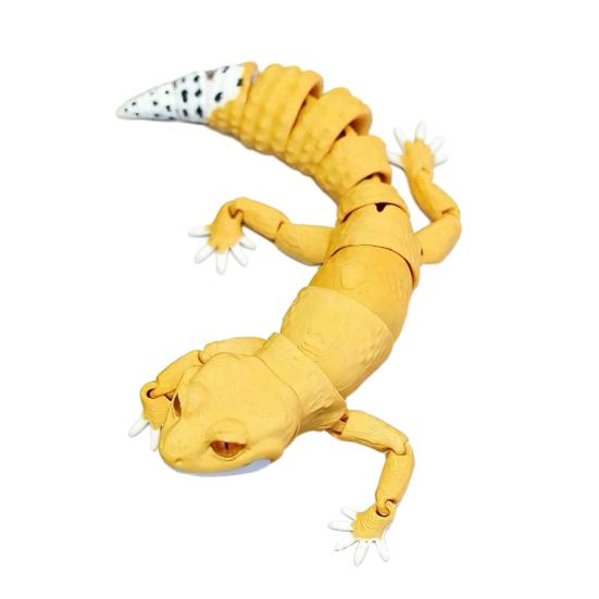 Articulated Leopard Gecko Figurine 3D Printed House Lizard Sculpture with Movable Joints Reptile Collectible Gecko Model for Home Desk Decor