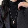 Stainless Steel Egg Shape Pendent Neckalce for Women Men Metal Large Oval Water Drop Sweater Chain Long Necklace Elegent Jewelry