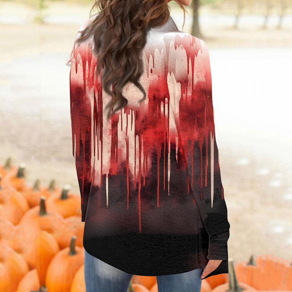 Женский кардиган с длинными рукавами и принтом на Хэллоуин, легкая куртка с принтом