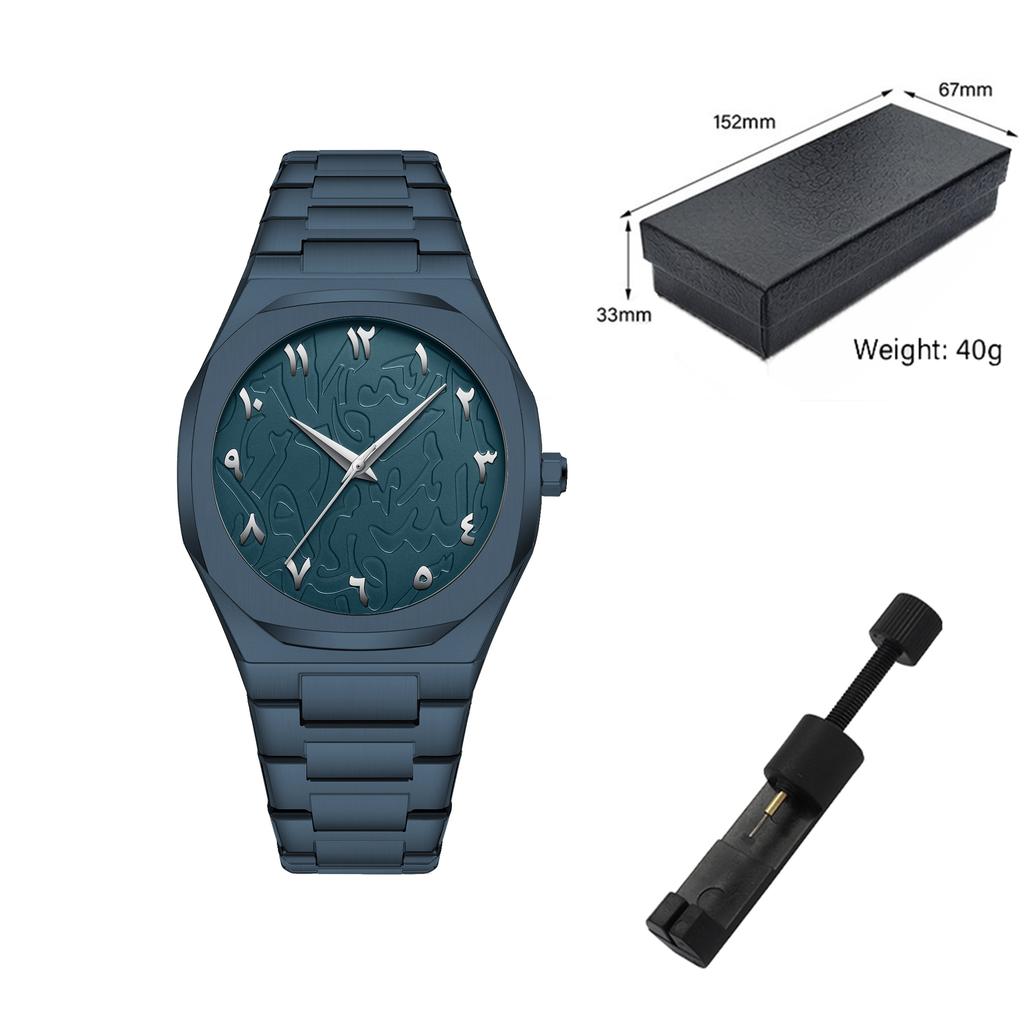 Modern Minimalist Personality Creative All Black Men Watch Arabic Digital Sports Leisure Alloy Men's Watch Unique Design Watch