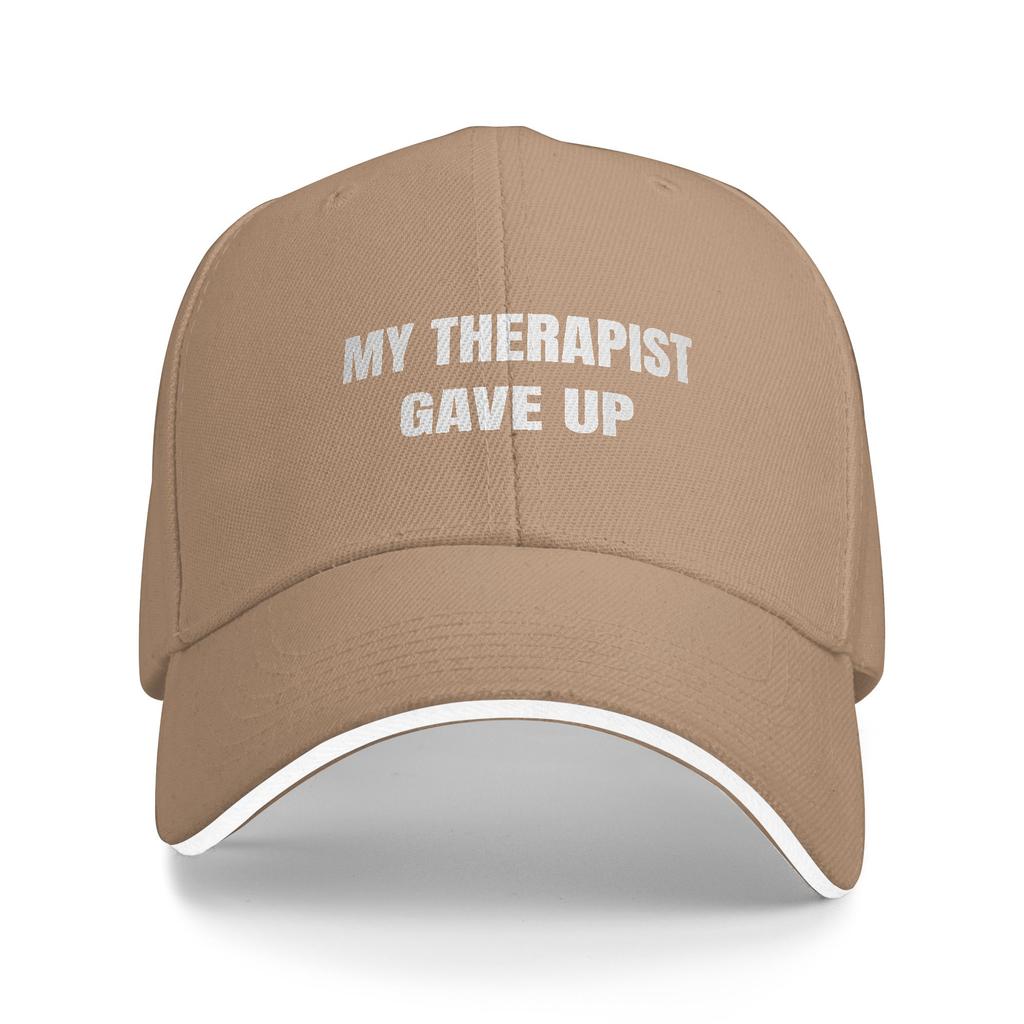 My Therapist gave up Meme Text Sun Baseball Cap Spring Fitted Retro Hip Hop Hats For Couple Women Outdoor Gym Baseball Caps