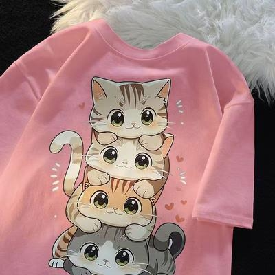 Футболка с коротким рукавом из хлопка American Tide Printed, женская летняя свободная уличная летняя футболка