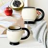 Coffee Cup 310ml Minimalist Ceramic Tea Mug Thickened Retro Black & White Coffee Cup with Ergonomic Handle Juice Milk Water Cup for Home Office