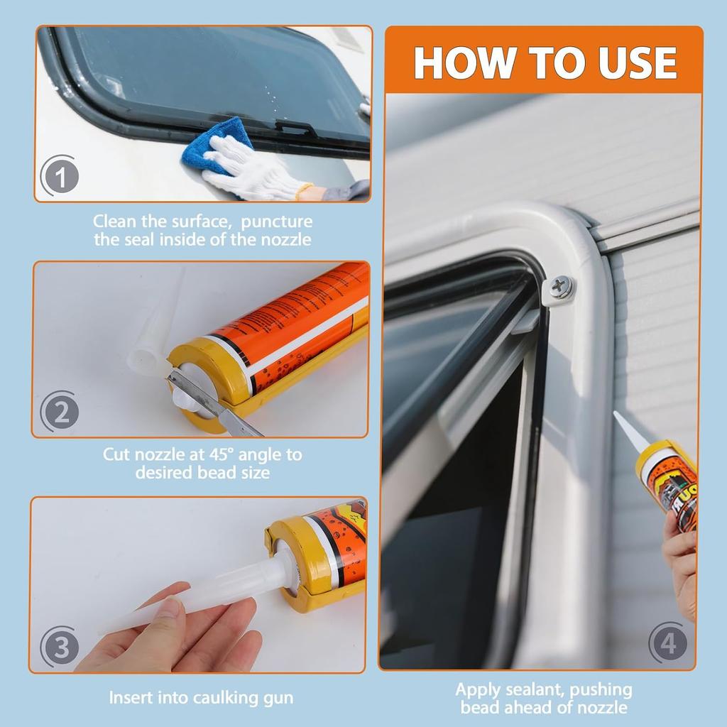 RV Trailer Camper Flex Flexible Sealant 10.5 Oz., Clear
