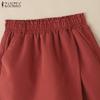 ZANZEA Женские повседневные свободные летние короткие брюки с эластичной резинкой на талии