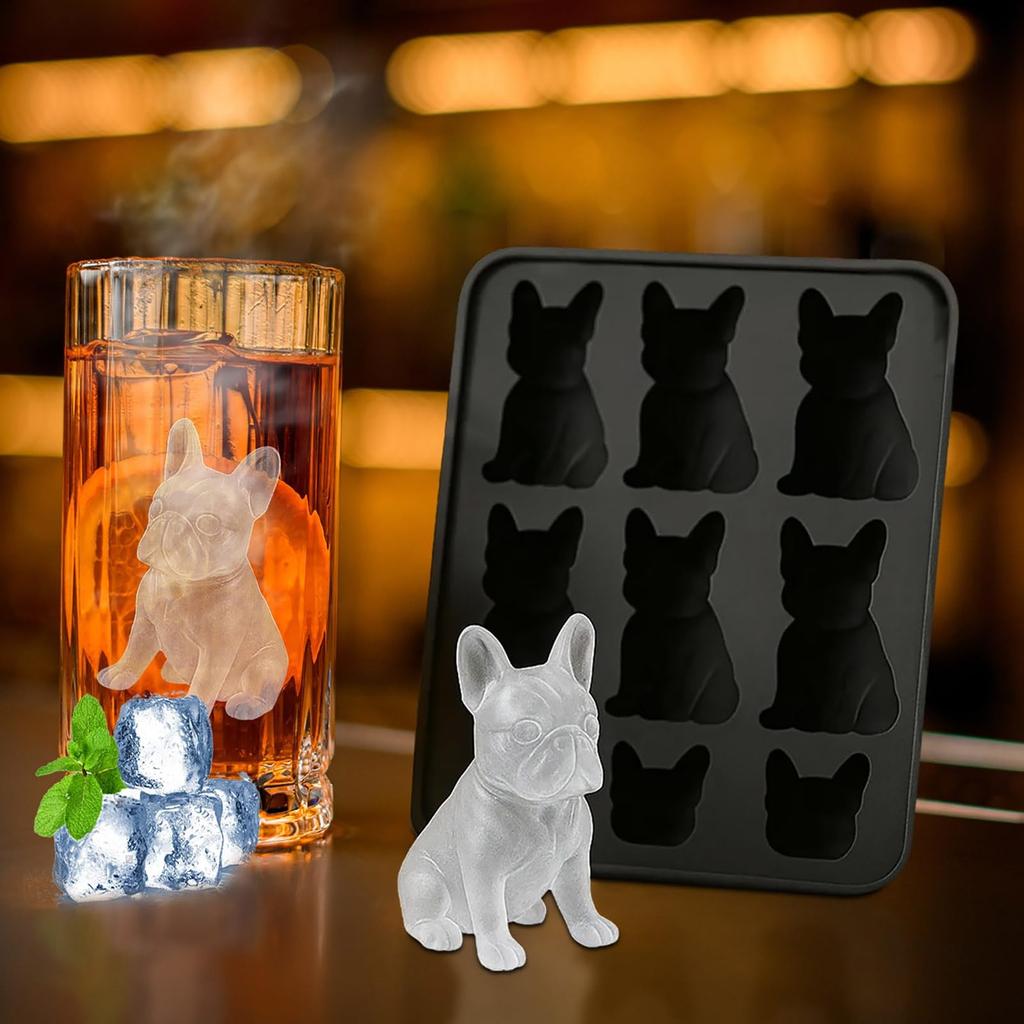 French Ice Mold, Fun Animal Shape 3D Popsicle Molds, Molds With Homemade Drink Decoration, Cute Novelty Dog Flexible Ice Maker, For Lover, Whisk