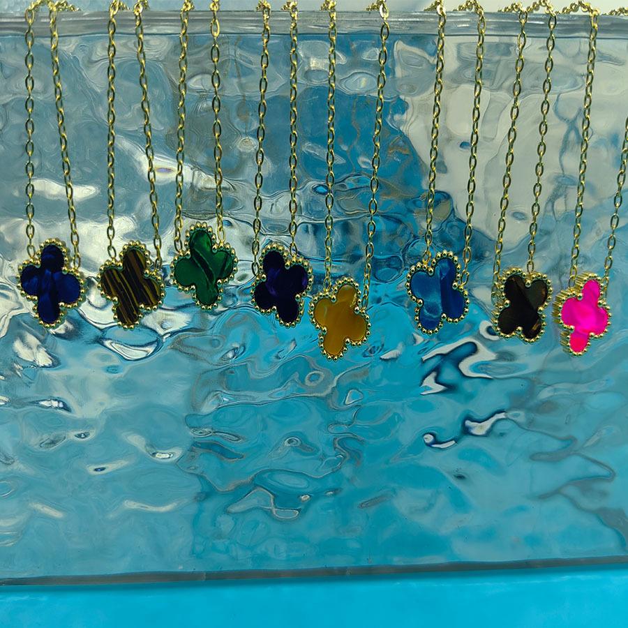 13mm Light Luxury Pendant Four-Leaf Clover Titanium Steel Simple Fashion Trend Collar Jewelry