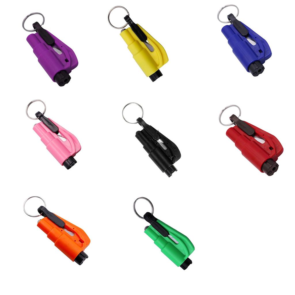 Car Safety Hammer Spring Type Escape Hammer Window Breaker Punch Seat Belt Cutter Hammer Key Chain Car Emergency Rescue Kit