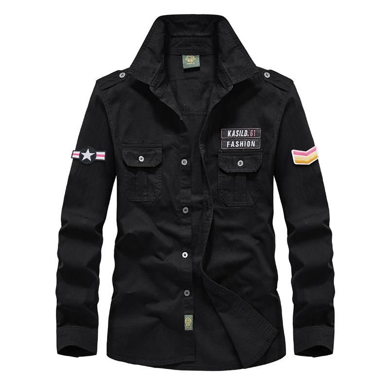 Мужская рубашка из чистого хлопка с длинными рукавами, большая зеленая рабочая рубашка в стиле милитари, мужская