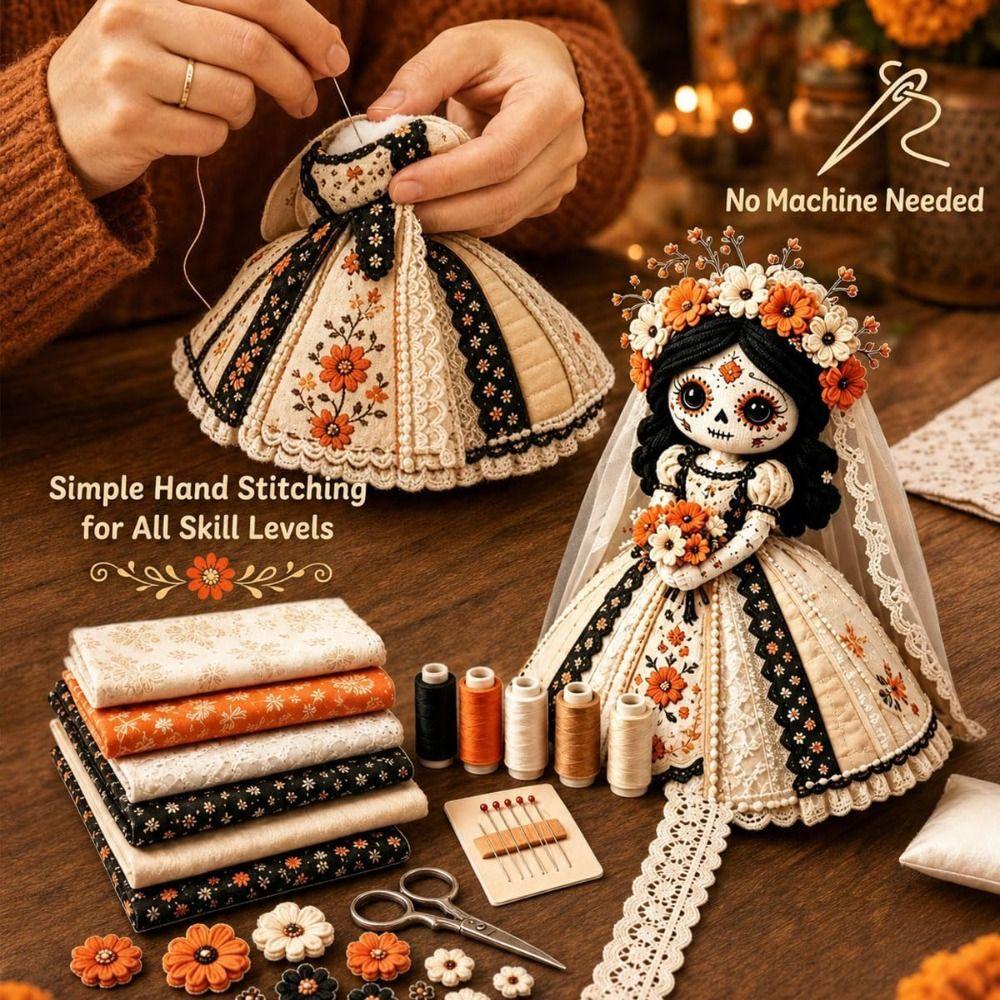 Halloween Theme Fabric Doll Craft Kit Pre Cut Fabric Handmade Doll Kit Gift Making