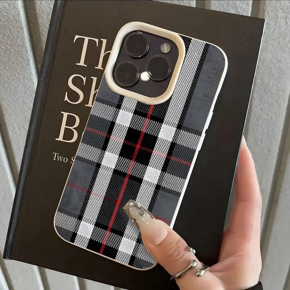Винтажный клетчатый чехол из мягкого материала с рисунком личи для iPhone 17 16 15 14 13 12 11 Pro Max 14 15 Plus 17 Air X Xs XR, противоударный чехол