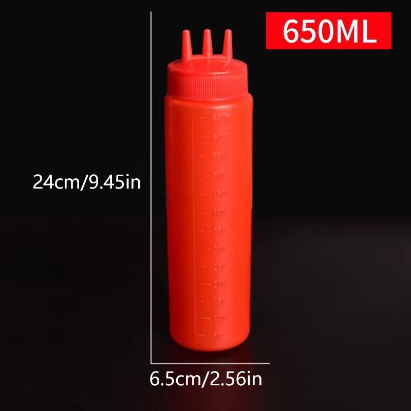 3 Holes Sauce Squeeze Sauce Bottles Condiment Dispenser With Lids Oil Bottle Kitchen Tool Seasoning Mustard Salad Storage Jar