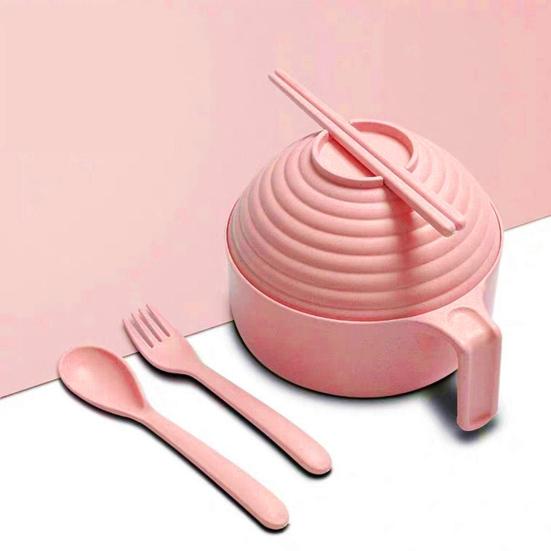 Microwave Ramen Cooker Bowl Set with Chopsticks Noodle Bowl Microwavable Fast Ramen Pot for College Students BPA-Free Heat-Resistant Handles