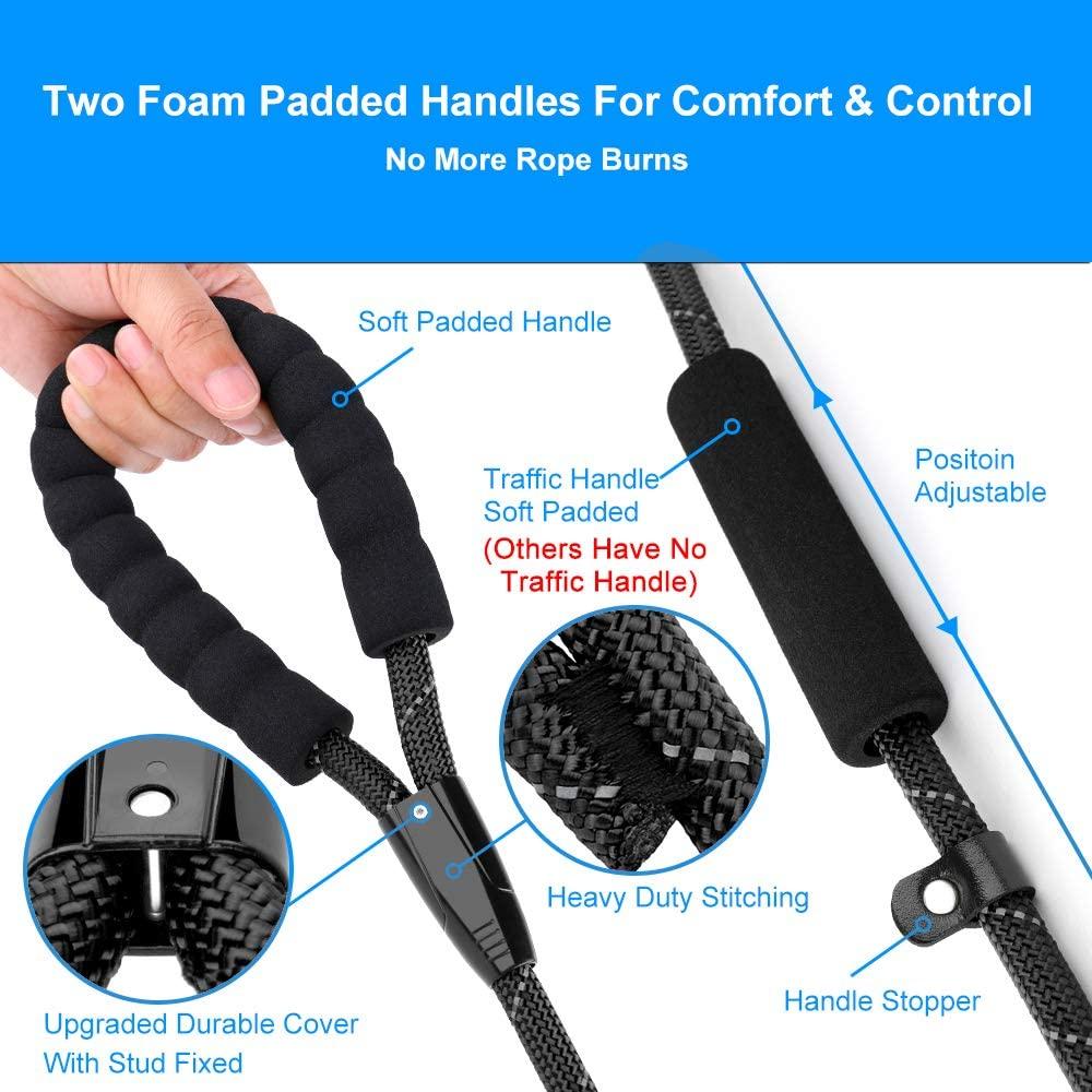 Поводок из веревки и ниток, прочный, не скользящий, с мягкой подкладкой для дорожного движения, поводок для собак с двумя ручками
