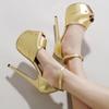 Туфли-лодочки Yuzui большого размера с мелким вырезом, водонепроницаемые, на платформе, на шпильке, золотые босоножки на высоком каблуке, с изысканным дизайном
