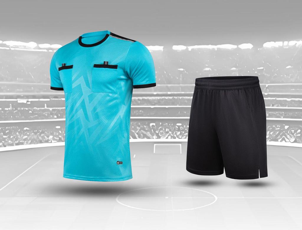 Breathable Adult Football Kit: Sweat-Wicking Jersey & Shorts Set with Short Sleeve Training Top Referee Uniform