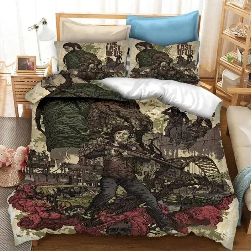 Игровой Постельное белье The Last Of Us Part Пододеяльник Покрывало на кровать Спальня Чехлы на одеяло Односпальное Двуспальное King Size Чехол на одеяло Домашний текстиль 2-3 шт.