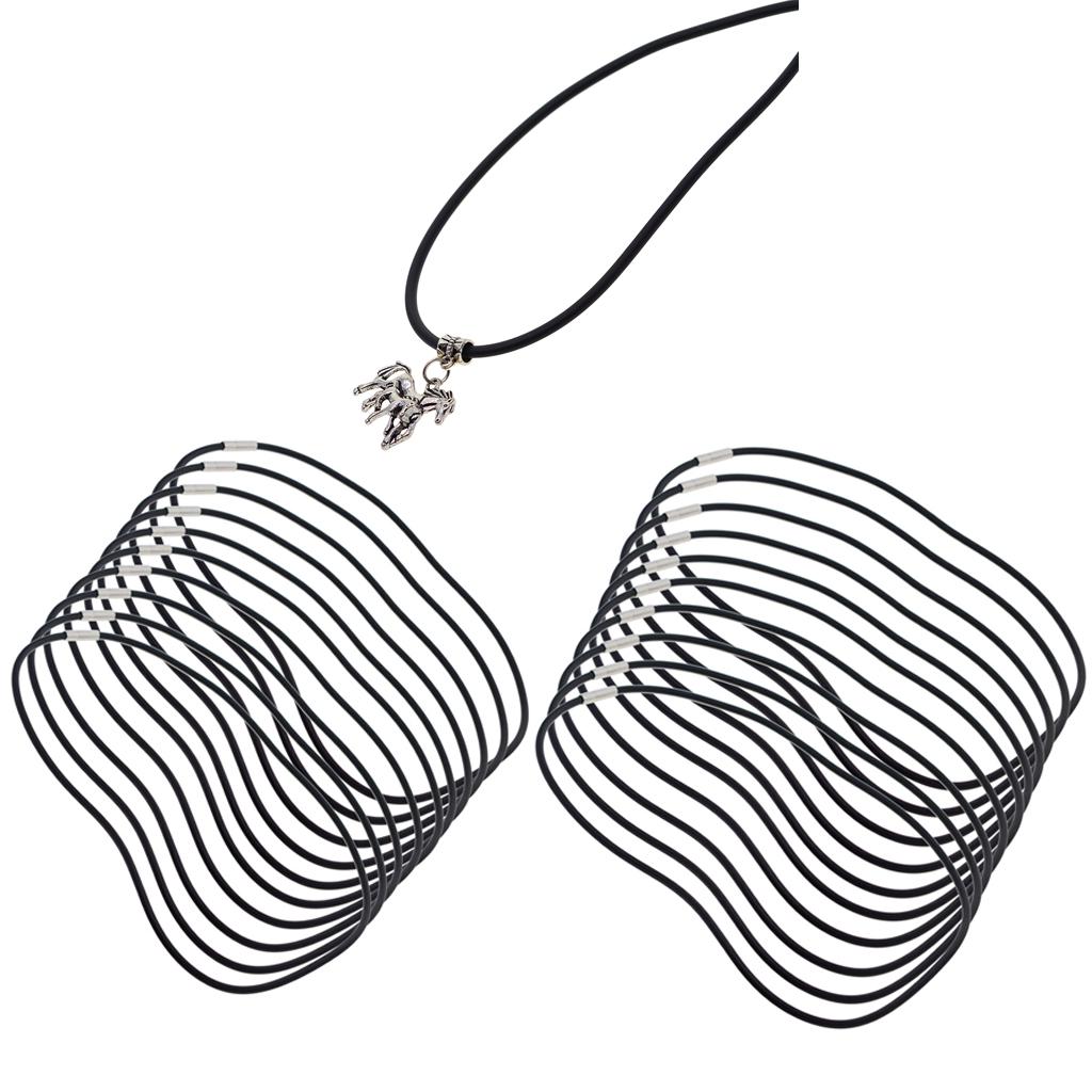 20 Pieces 3mm Black Rubber Cord Rope Necklace Chain with Copper Plug Clasp