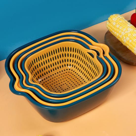 8 Pcs Kitchen Draining Bowl Hollow Out Quick Drainage with Small Ears Drain Basket Fruite