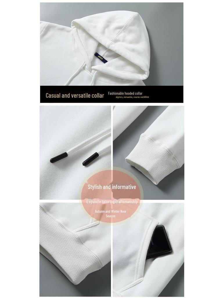 Мужской зимний бархатный пуловер с капюшоном больших размеров - супермягкий и удобный