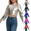 Девочки Рубашка с длинным рукавом Блестящая Укороченная С круглым вырезом Танцевальная Диско Уличная одежда Топы