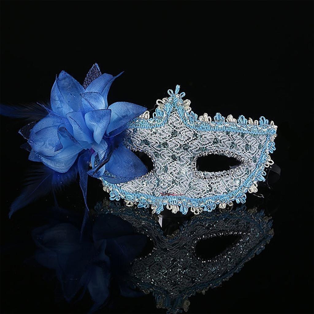 Feather Rhinestones Masquerade Mask Lace Flower Half Face Sexy Feather Flower For Couple Masquerade Ball Party Game