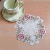 Прямоугольная вышивка, кружевная ткань, узор в виде розы, полая чашка, подставка для столовых приборов, подставка для столовых приборов