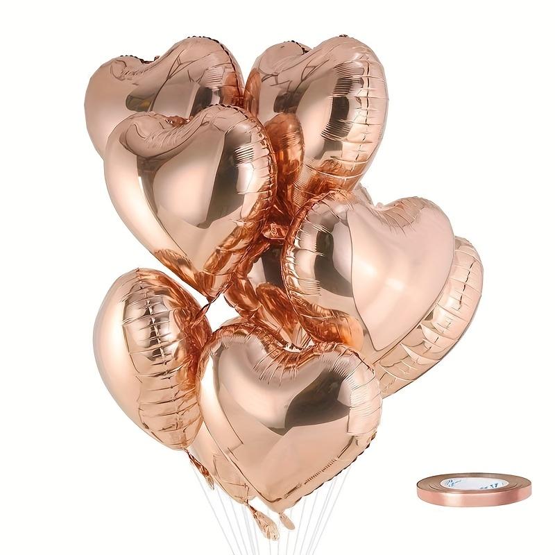 10, 18-дюймовые воздушные шары из алюминиевой фольги в форме сердца цвета розового золота, подходят для дней рождения, Дня святого Валентина, свадеб и помолвок