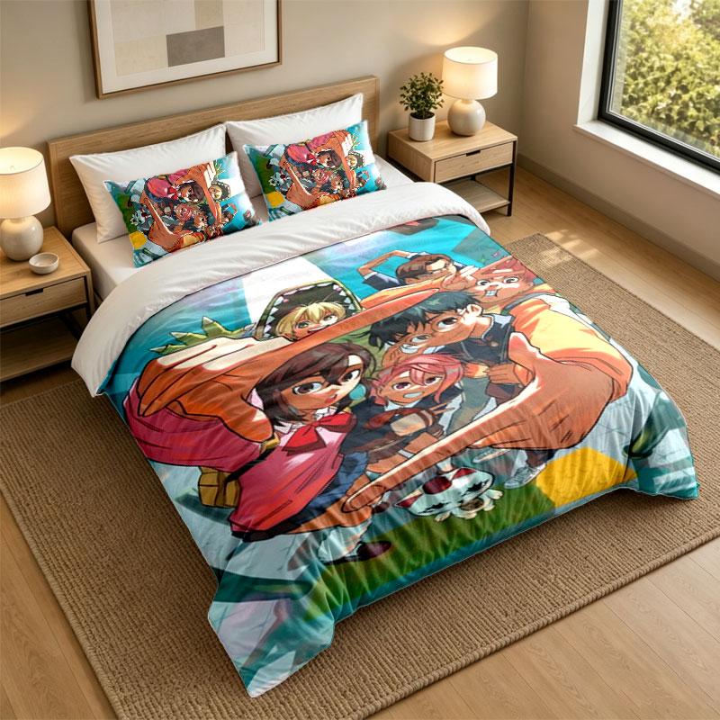 3Pcs Bedding SetDandadan Soft Bed Sheet and Two Pillowcases Home Bedroom Decor