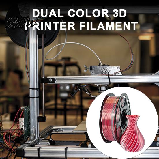 Two Color Silk Filament PLA 3D Printer 1.75mm, Red Silver Dual Filament, Printing Accessories for DIY Projects, Models and Crafts Spool