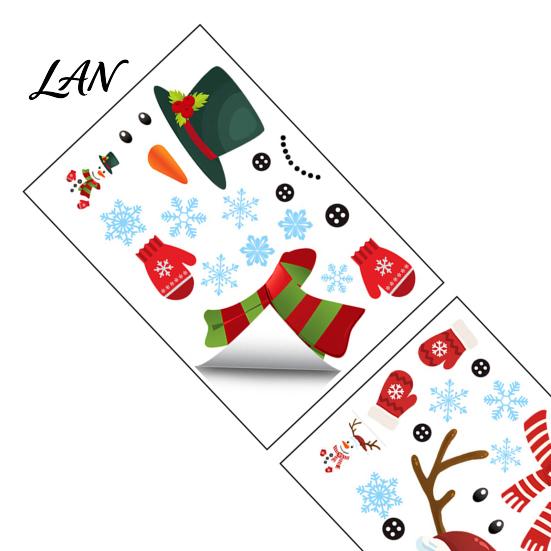 Holiday Window Decoration 2Pcs Christmas Snowman Static Stickers, Simple Double Clings, Indoor Outdoor Winter Decor PVC Waterproof Decals for